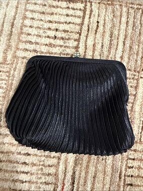 Jacqueline Ferrar Black Pleated Evening Clutch